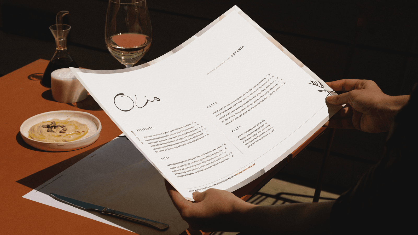 olio menu design